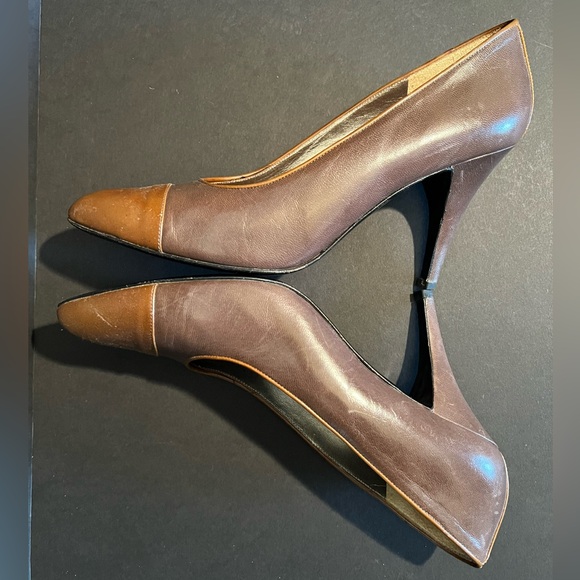 VINTAGE Givenchy Chaussures Brown Leather Pumps - Picture 8 of 12